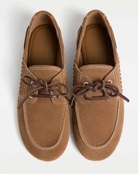 Stradivarius - – split – schnür-loafer aus braunem spaltleder - Lyst