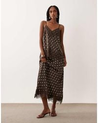 Vila - Lace Trim Satin Maxi Skirt Co-ord - Lyst
