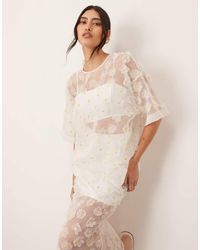 ARRANGE - 3d Daisy Sheer Oversized T-shirt Co-ord - Lyst