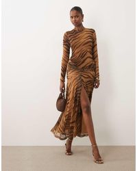 Bardot - Mesh Mock Neck High Split Maxi Dress - Lyst