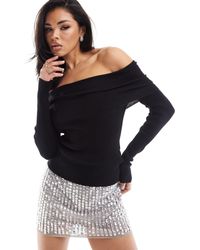 NA-KD - Folded Off Shoulder Knitted Top - Lyst