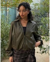 Bershka - Leather Effect Balloon Jacket - Lyst