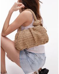 TOPSHOP - Sandy Straw Shoulder Bag With Knotted Handle - Lyst