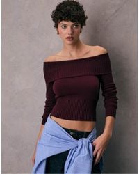 Stradivarius - Exposed Shoulder Knit Sweater - Lyst