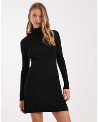 ASOS - Knitted Fine Gauge Mini Dress With Rib Detail - Lyst
