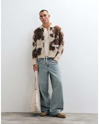 Obey - Cow Print Zip Up Knitted Cardigan With Collar - Lyst