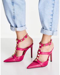 asos design pixie pointed high heels with studs