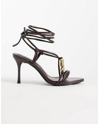 SIMMI - Simmi London Zaria Tie Leg Heeled Sandals With Gold Detail - Lyst