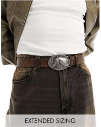 ASOS - Faux Leather Belt With Western Buckle And Stud Detail - Lyst