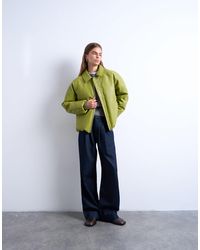 TOPSHOP - Faux Leather Padded Puffer Jacket - Lyst