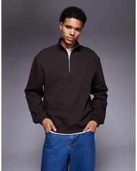 ASOS - Sweat à col zippé en tissu épais 400 g/m 2 - Lyst