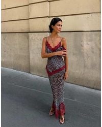 Never Fully Dressed - Maeva Satin Bias Lace Detail Maxi Skirt - Lyst