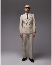 TOPMAN - Straight Linen Blend Suit Trousers - Lyst