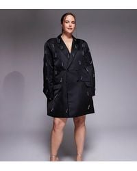 ASOS - Curve Oversized Blazer Dress With Beaded Fringe - Lyst