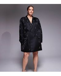 ASOS - Curve Oversized Blazer Dress With Beaded Fringe - Lyst