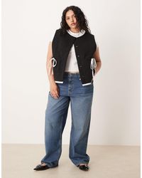 ASOS - Asos Design Curve Gilet With Quilted Contrast Binding Design And Bow Pocket Detail - Lyst