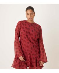 ASOS - Asos Design Curve Long Sleeve Mini Dress With Ruffle Skirt - Lyst