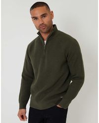 Threadbare - Cotton Blend Rib Panel Quarter Zip Knitted Jumper - Lyst
