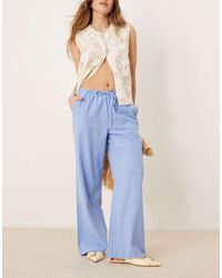 Gina Tricot - Broek Van Linnenmix Met Wijde Pijpen En Trekkoord - Lyst
