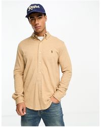 Polo Ralph Lauren - Camisa color camel jaspeado con logo - Lyst