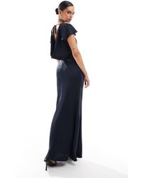 Maids To Measure - Bridesmaid Short Sleeve Cowl Back Maxi Dress - Lyst