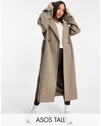 ASOS Asos Design Tall Slouchy Belted Coat With Hood - Grey