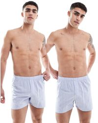 ASOS - Set Van 2 Geweven Boxershorts Met Strepen - Lyst