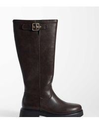 London Rebel - Trista Chunky Knee Boots With Buckle Details - Lyst