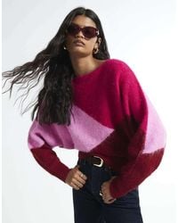 River Island - Colour Blocked Batwing Knit Jumper - Lyst