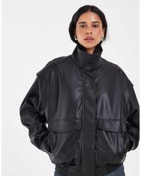 JJXX - Funnel Neck Pu Leather Bomber - Lyst