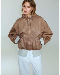 Pull&Bear - Bomberjack Met Capuchon Van Imitatiesuède - Lyst