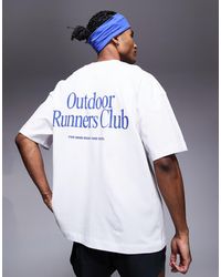 4505 - Camiseta Blanca Extragrande De Algodón Grueso Con Estampado Trasero "Outdoor Runner" Y Acabado De Secado Rápido De - Lyst