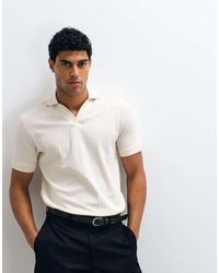 SELECTED - Geribde Polo Met Split Hals - Lyst