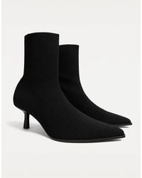 Stradivarius - Bottines en maille à talon haut - Lyst