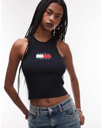 Tommy Hilfiger - Top Senza Maniche Con Scollo A Vogatore A Coste - Lyst