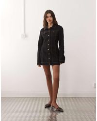Lioness - Rider Cotton Rich Denim Cinched Waist Button Through Mini Dress - Lyst