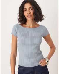 Aware - Ribbed Knit Off Shoulder Capped Sleeve Top - Lyst