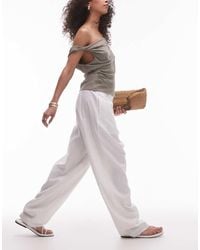TOPSHOP - Linen Barrel Leg Trouser - Lyst
