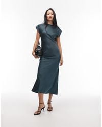 ASOS - Robe longue en satin à mancherons et coutures apparentes - Lyst