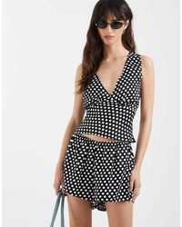ASOS - Satijnen Micro Short Met Stippen, Deel Van Co-Ord Set - Lyst