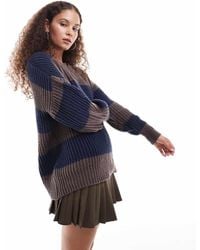 Daisy Street - Maglione A Righe Lavorato A Coste Con Scollo A V - Lyst