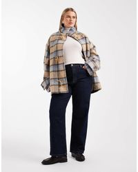 ASOS - Asos Design Curve Funnel Neck Car Coat With Wool And toggle Detail - Lyst