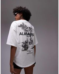 AllSaints - Camiseta Blanca Extragrande Con Estampado En La Espalda Guardian Amelie De - Lyst