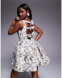 ASOS - Jacquard Cinched Waist Skater Mini With Bow Back - Lyst