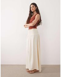 ASOS - Linen Blend Shirred Waist Maxi Skirt - Lyst