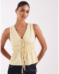 JJXX - Co-ord Linen Blend Tie Up Front Top - Lyst