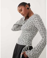 ASOS - Drawstring Detail Top With Flute Sleeve - Lyst