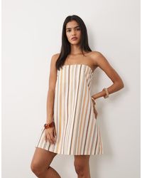 ASOS - Linen Blend Strapless Mini Dress - Lyst