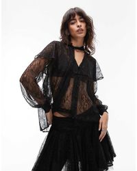 AllSaints - Athena Lace Boho Shirt - Lyst