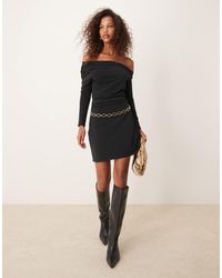 Abercrombie & Fitch - Mini Jurk Met Lange Mouwen En Blote Schouders - Lyst